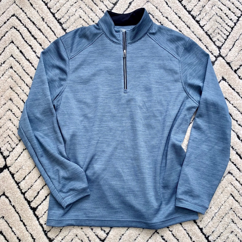Men's M 1/4 Zip Mock Shirt Blue